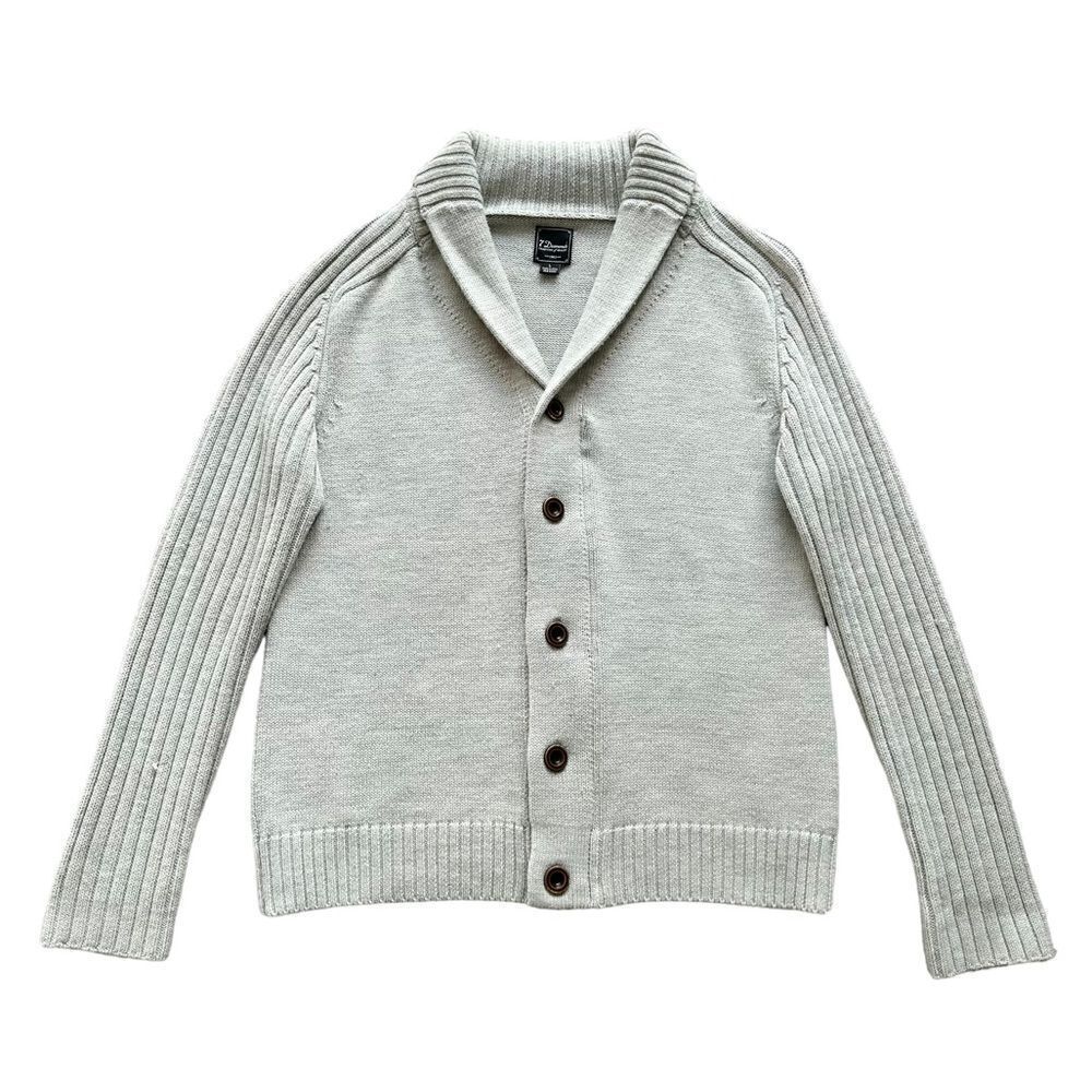 🔃7 Diamonds Men’s Gray Knit Front Button Wool Cardigan Sweater